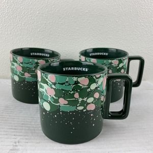 Lot of 3 Starbucks Marble Forest Venetian 12 oz Coffee Cups 2022 Mint Condition